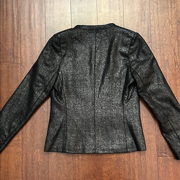 April77 French Lux Shimmering Black Metallic Women's Tuxedo Jacket, Size Small - Picture 9 of 16